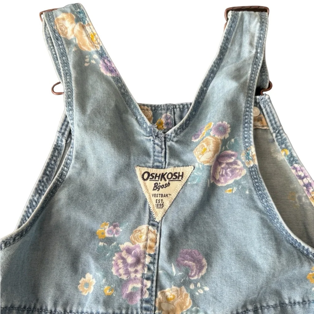 Osh Kosh Dress Overall Denim Floral Girls 4T